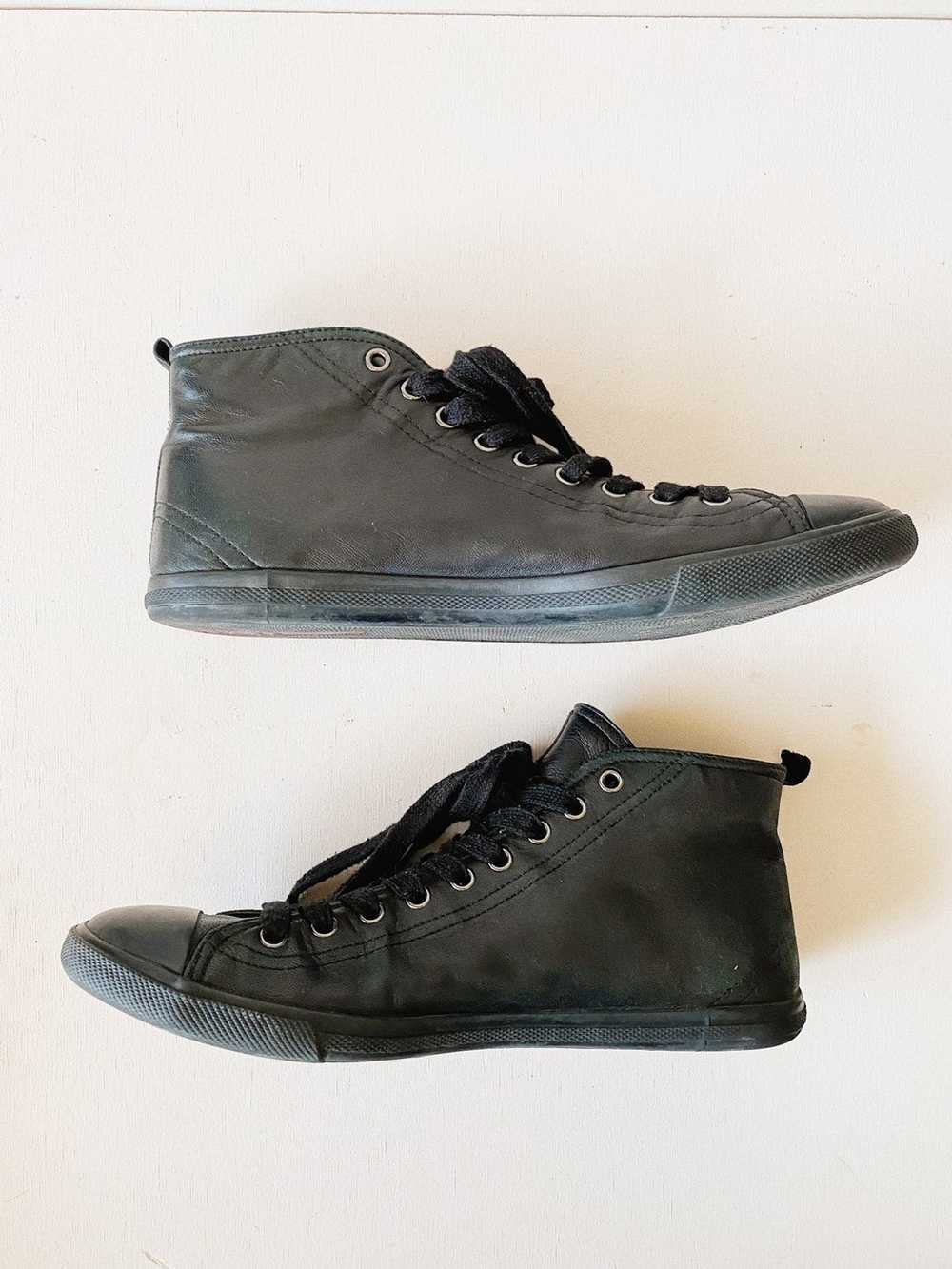 Prada Prada Black Leather High Top Sneakers Sz 9 - image 2