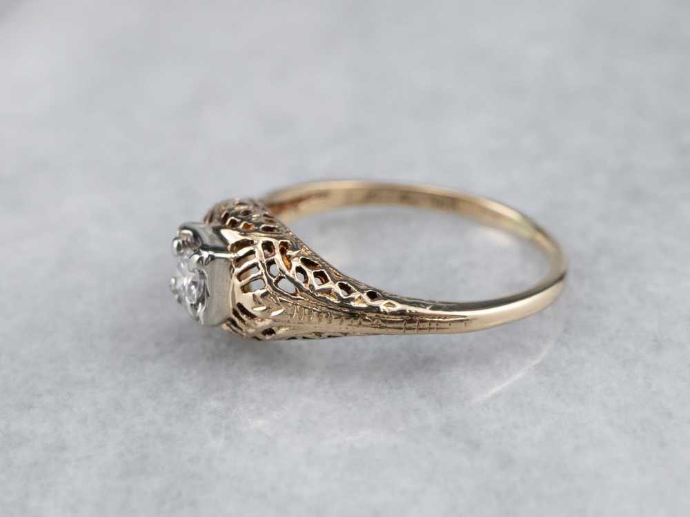 Late Deco Diamond Solitaire Engagement Ring - image 4