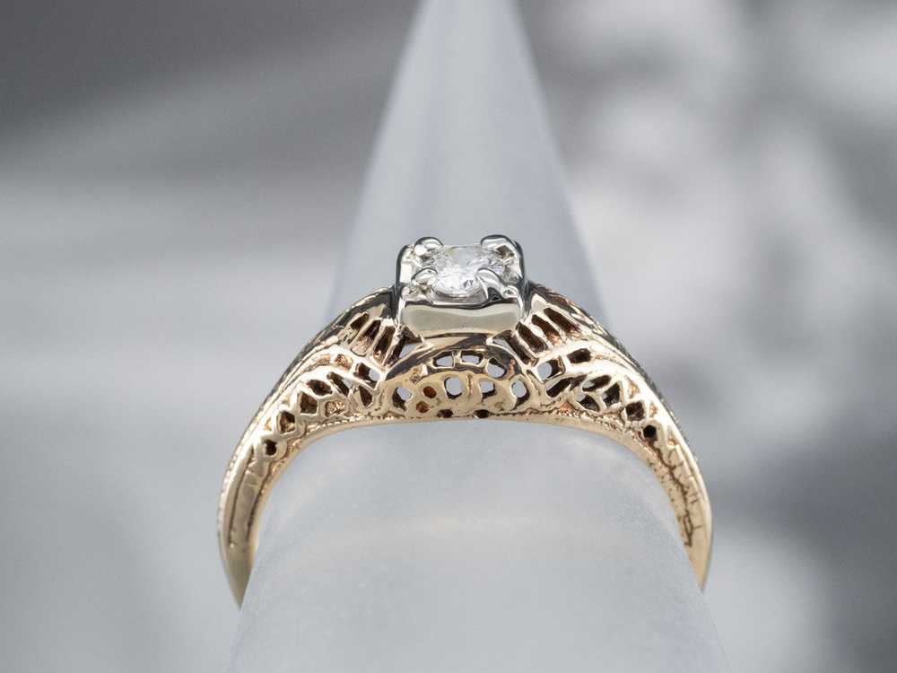Late Deco Diamond Solitaire Engagement Ring - image 8