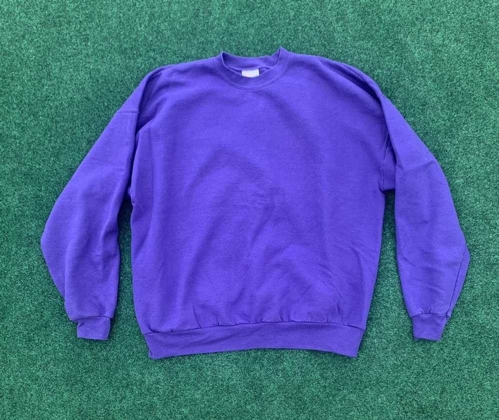 Hanes Vintage 80s Hanes Purple Blank Crewneck Swe… - image 1