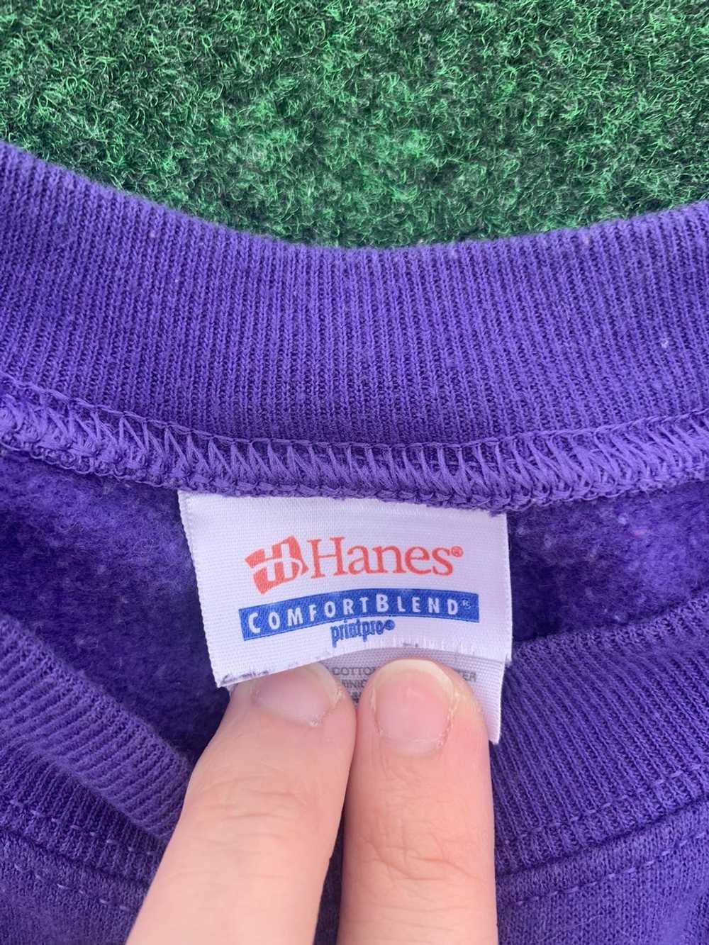 Hanes Vintage 80s Hanes Purple Blank Crewneck Swe… - image 3