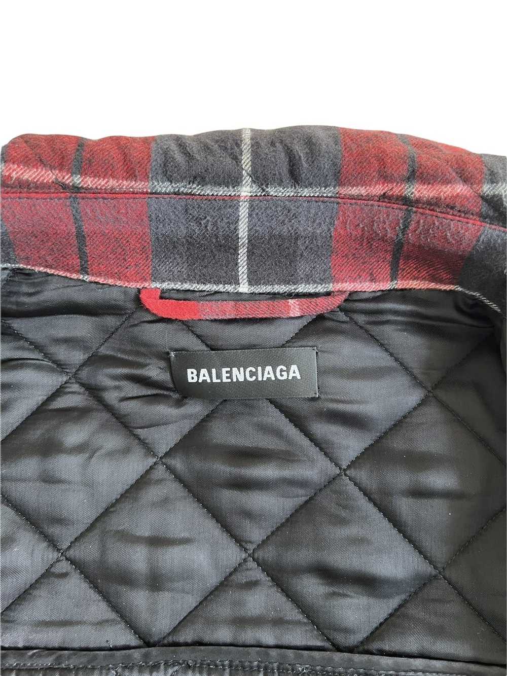 Balenciaga Balenciaga Red Flannel Plaid Padded Ov… - image 3