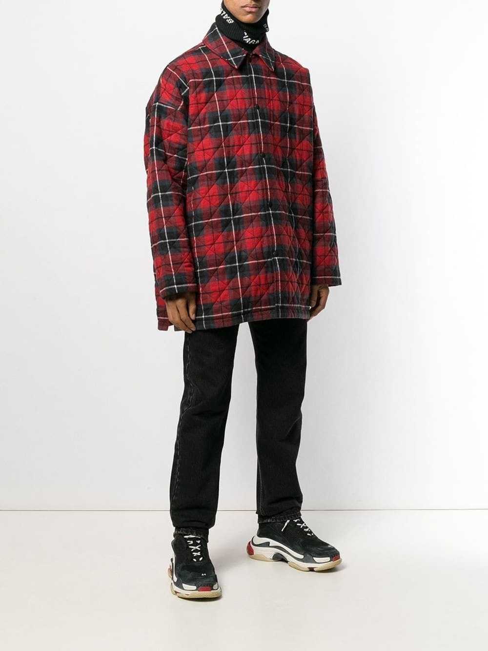 Balenciaga Balenciaga Red Flannel Plaid Padded Ov… - image 9