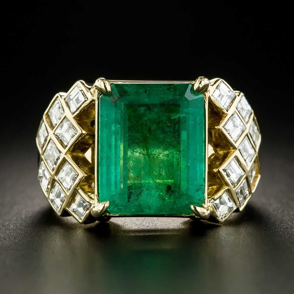 Estate 5.31 Carat Colombian Emerald and Diamond R… - image 1