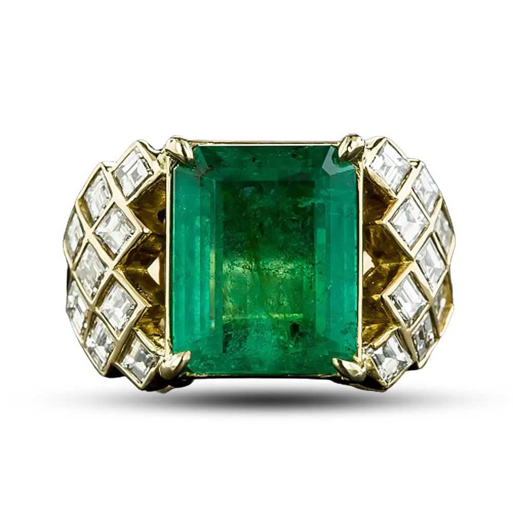 Estate 5.31 Carat Colombian Emerald and Diamond R… - image 4