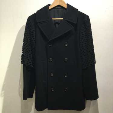 Y’s black shoulder meshed pea-coat - image 1