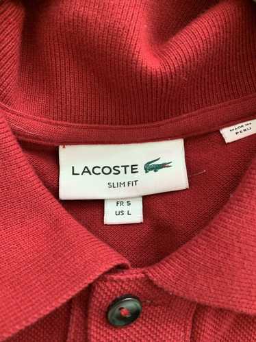Lacoste Live Pique Polo Large Croc Logo Slim Fit in Red
