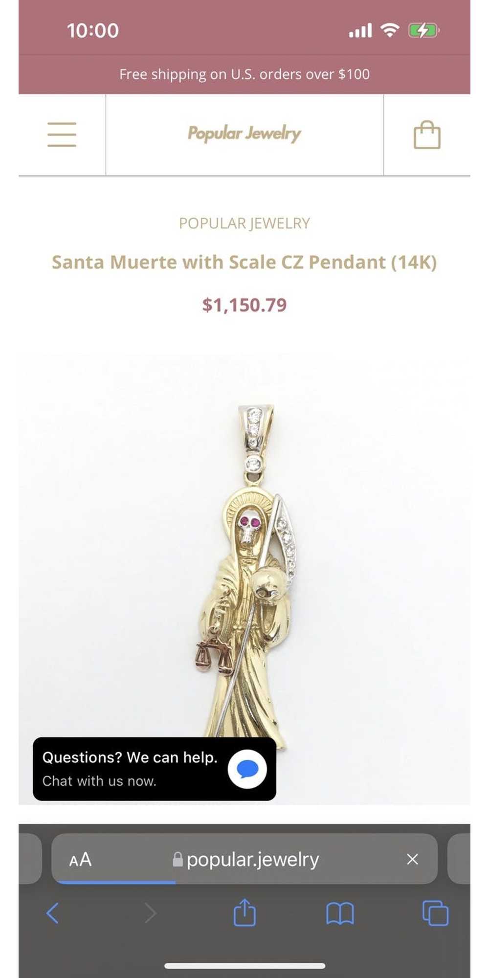 Other 14k Santa Muerte with Scale Pendant w/ 24” … - image 3