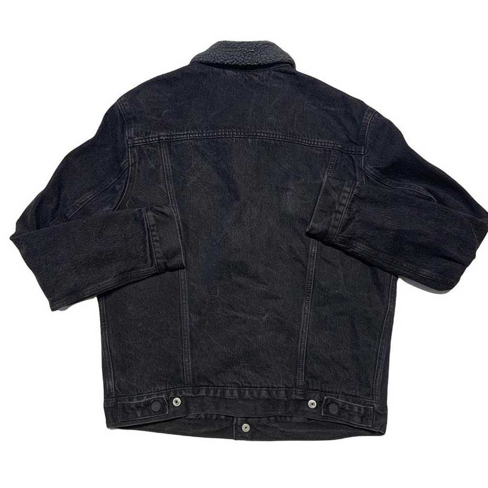 Levi's Levis Jeans Sherpa Black Denim Coat Wester… - image 3
