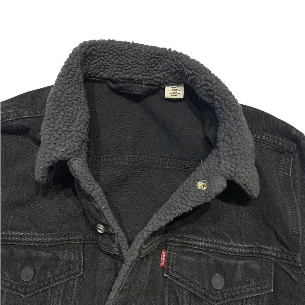 Levi's Levis Jeans Sherpa Black Denim Coat Wester… - image 4