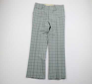 70s Checkered Geometric Print Pants - Small to Medium