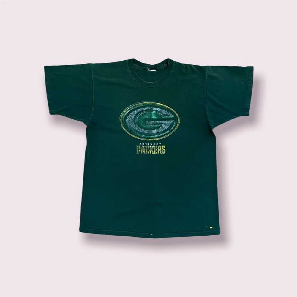 Green Bay Packers Pigskin Long Sleeve Tee from Homage. | Officially Licensed Vintage NFL Apparel from Homage Pro Shop.