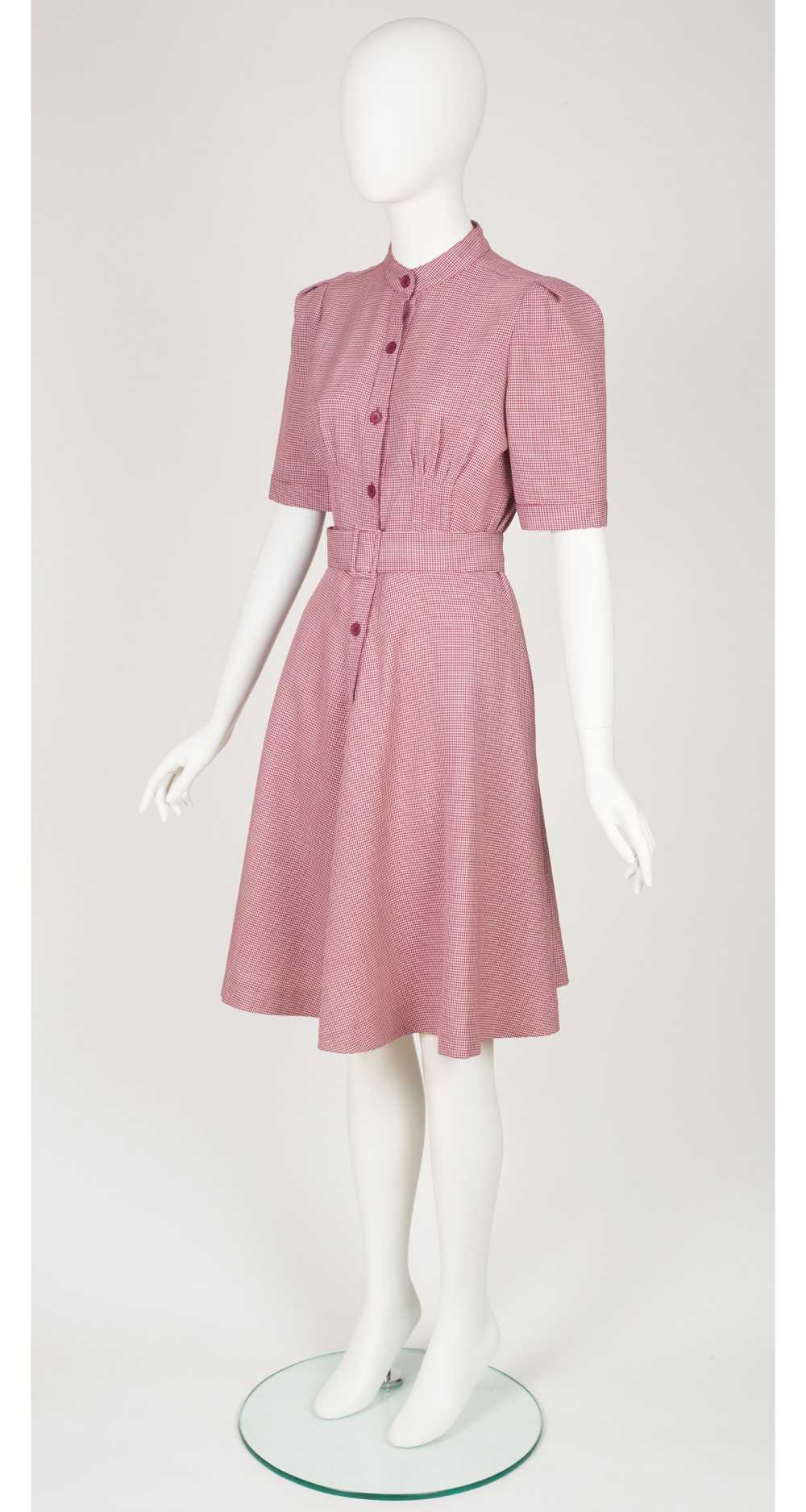 Guy Laroche 1970s Magenta Houndstooth Wool Day Dr… - image 5