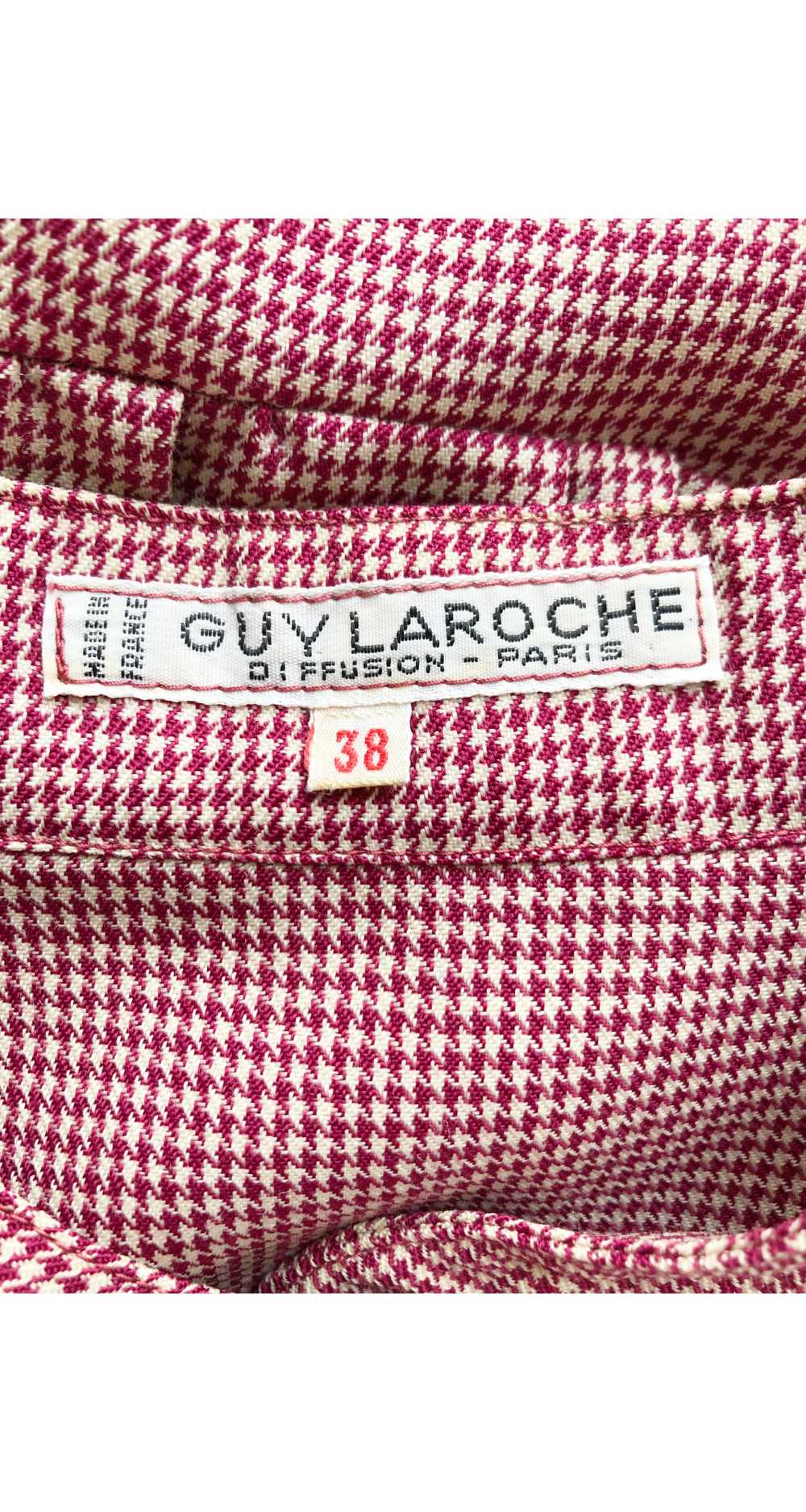 Guy Laroche 1970s Magenta Houndstooth Wool Day Dr… - image 6