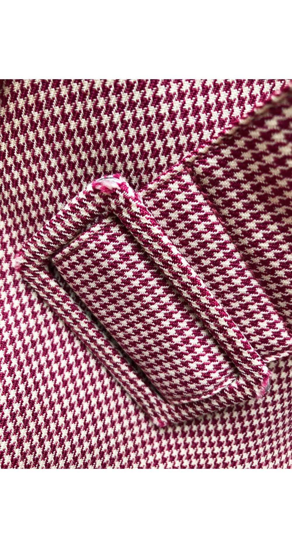 Guy Laroche 1970s Magenta Houndstooth Wool Day Dr… - image 7