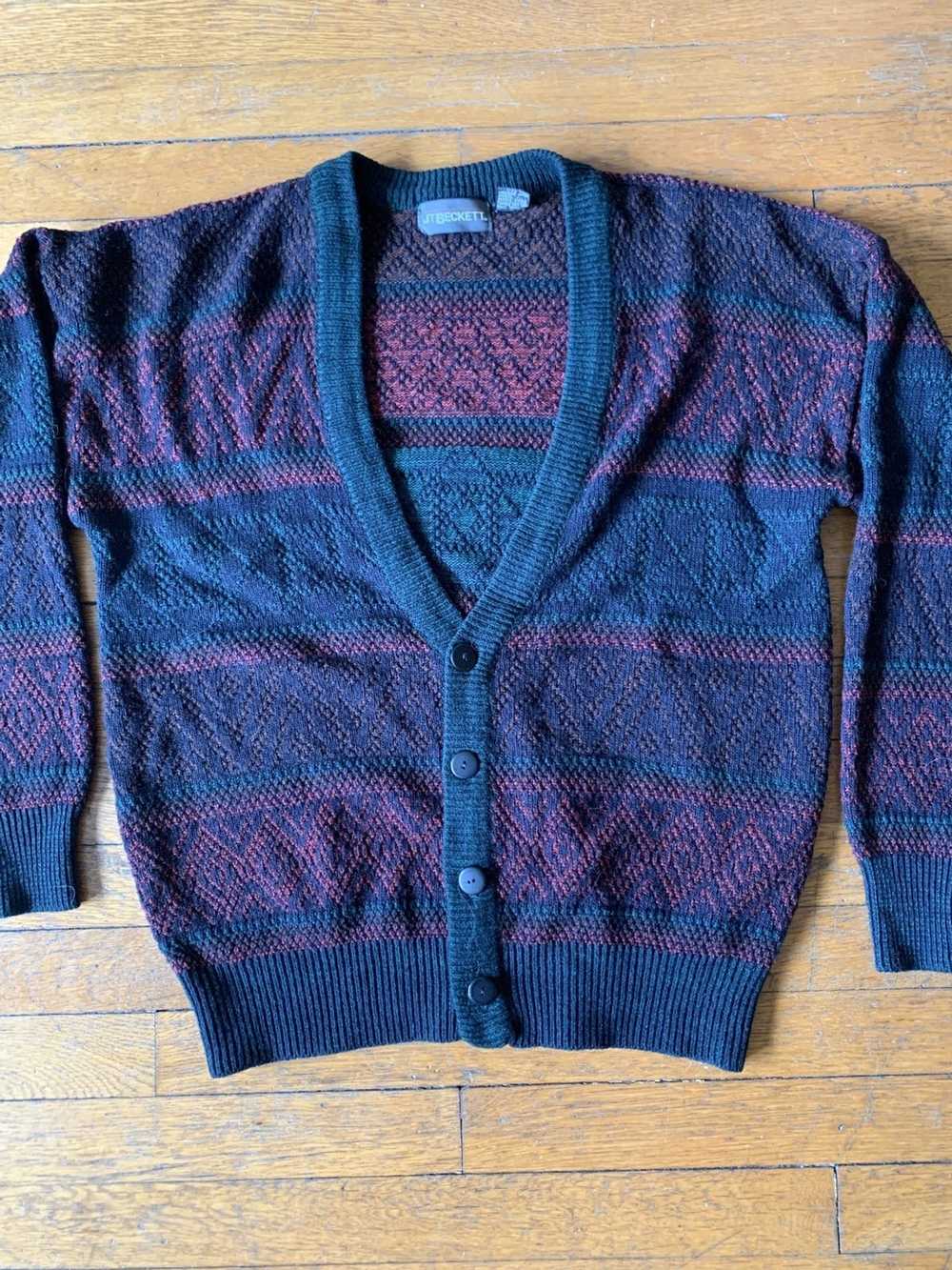 Vintage 90s Striped Abstract Cardigan Sweater - image 1