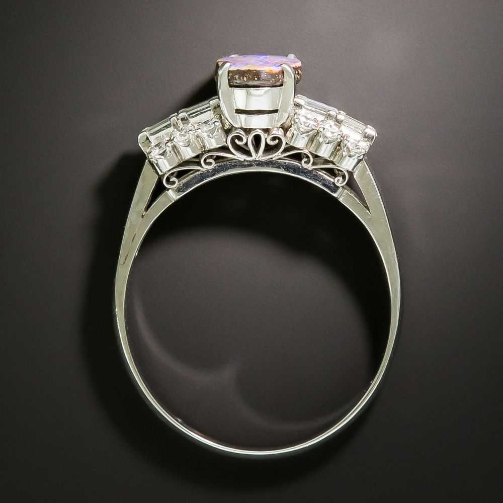 Estate Black Opal and Diamond Ring - image 2
