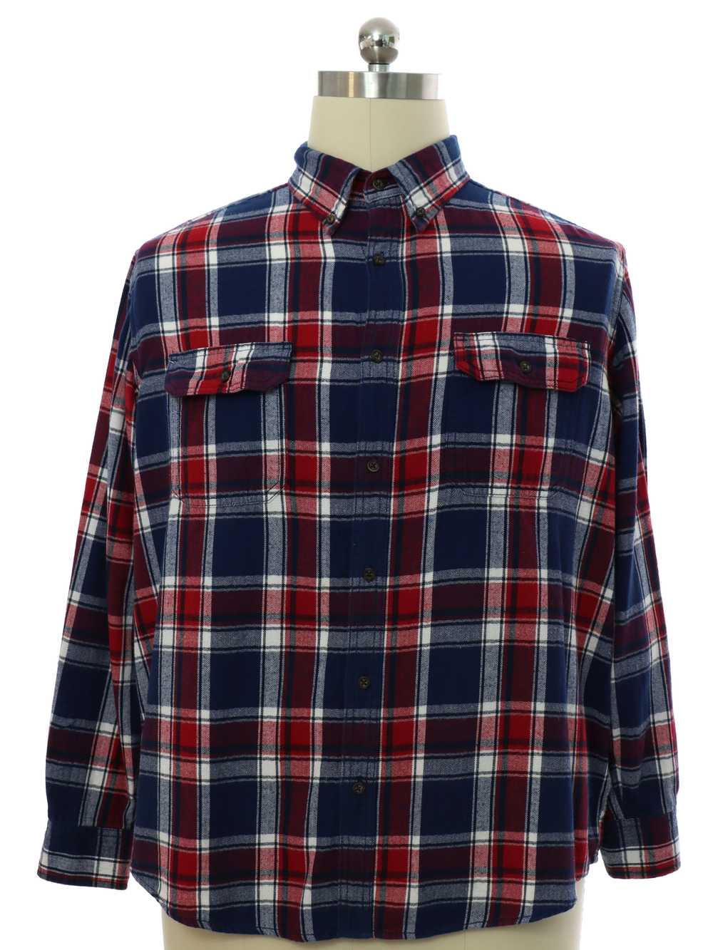 1990's Faded Glory Mens Cotton Flannel Shirt - Gem