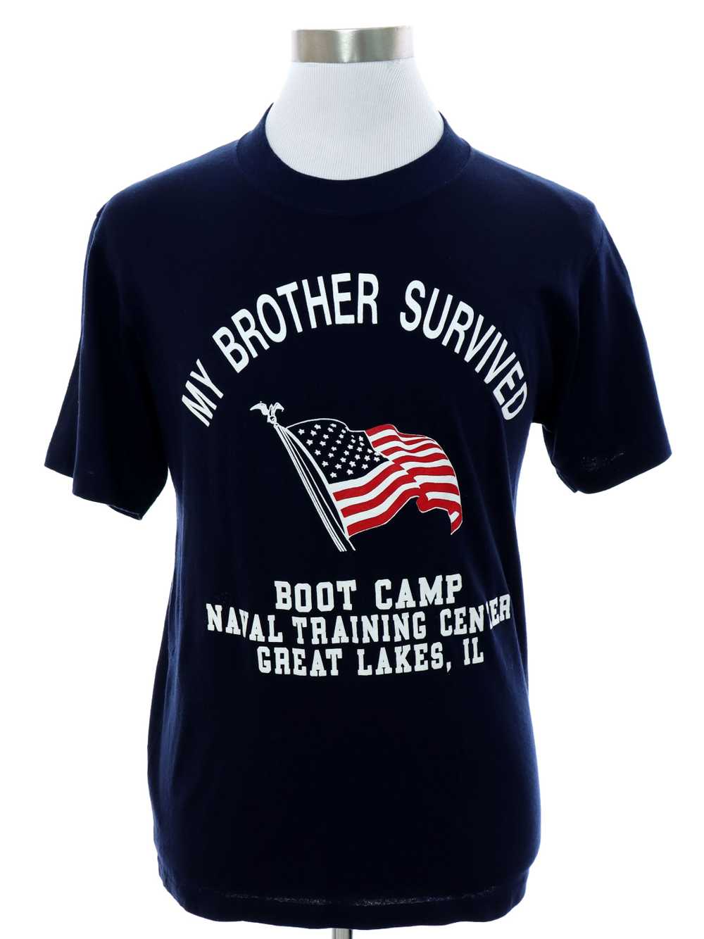 1990's Soffe Shirts Unisex Navy Great Lakes Boot … - image 1