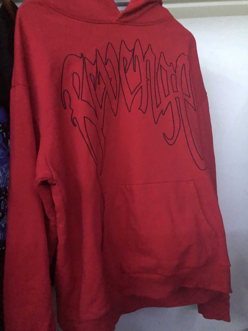 Revenge Revenge Red Embroidered Outline Hoodie - image 6