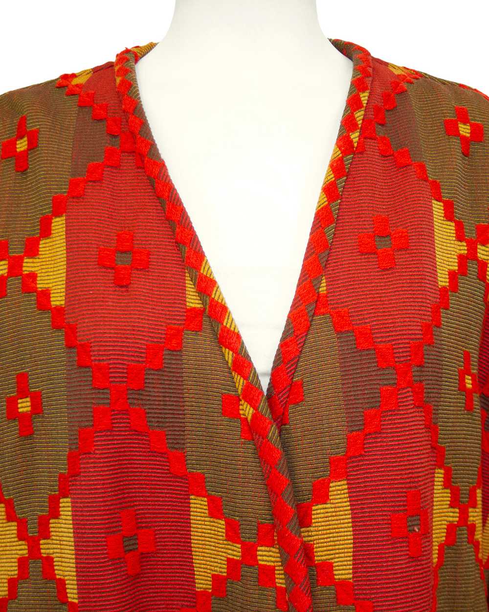 Valentino Red and Brown Embroidered Aztec Jacket - image 4
