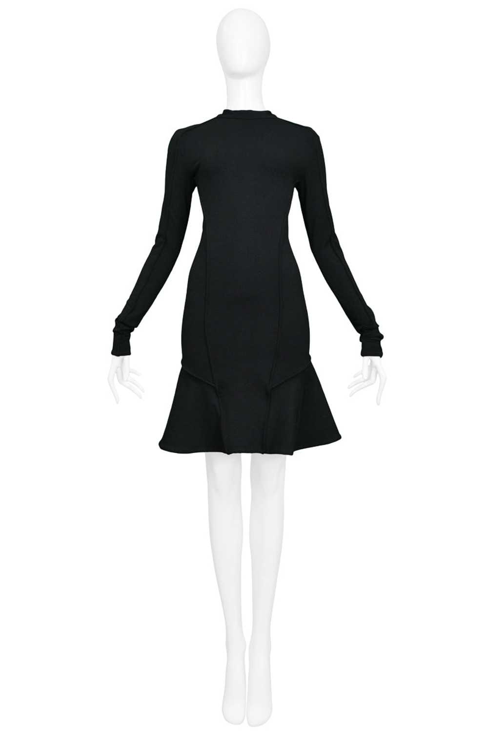 BALENCIAGA BY GHESQUIERE BLACK SCUBA DRESS WITH F… - image 1