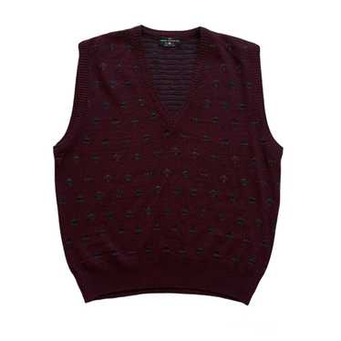 Vintage Vintage 90s Maroon Geometric Wool Sweater… - image 1