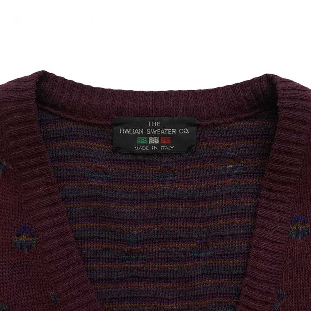 Vintage Vintage 90s Maroon Geometric Wool Sweater… - image 2