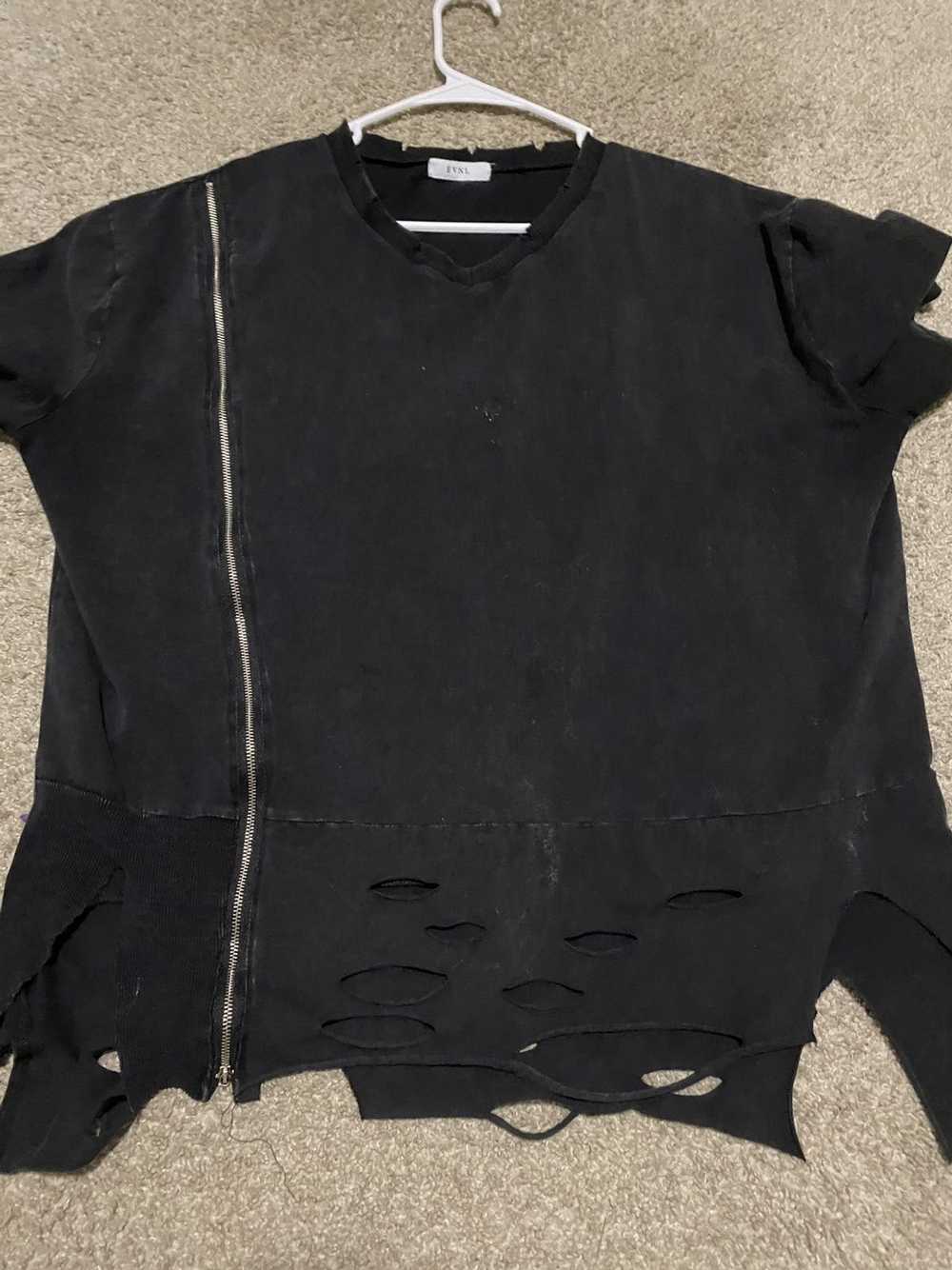Thrifted Distressed Zipper Tee - image 1