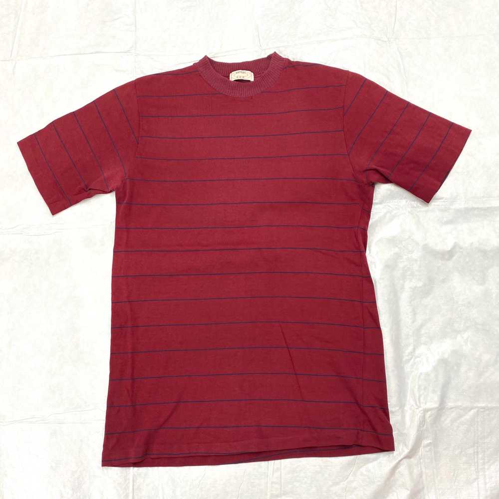 1960s burgundy red blue striped t-shirt - Gem