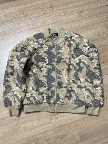 Japanese Quilted Down Snap Bomber Jacket in Tiger Camo