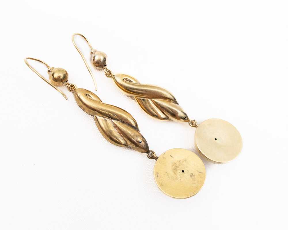 Victorian 9KT Gold Dangle Earrings - image 3