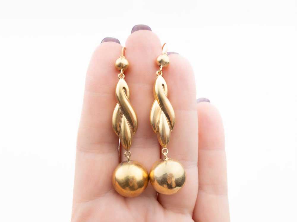 Victorian 9KT Gold Dangle Earrings - image 4