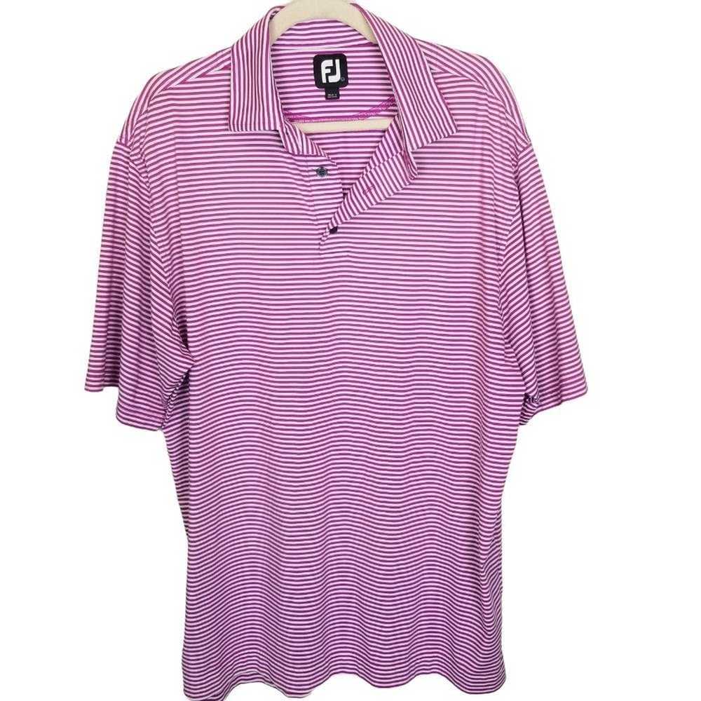 Footjoy FootJoy Mens L Purple Striped Short Sleev… - image 1