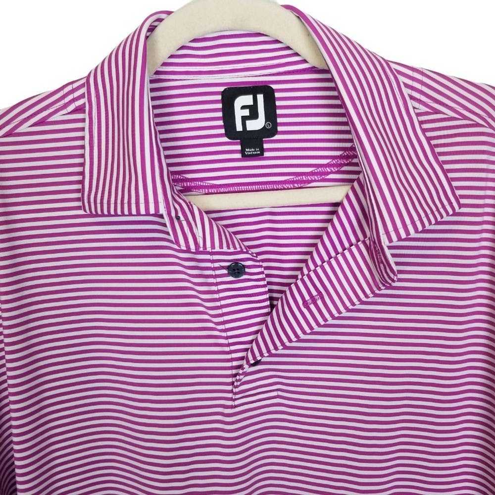 Footjoy FootJoy Mens L Purple Striped Short Sleev… - image 2