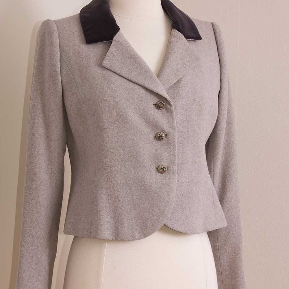 1960s-1970s Designer Gray Wool Cropped Blazer by … - image 3