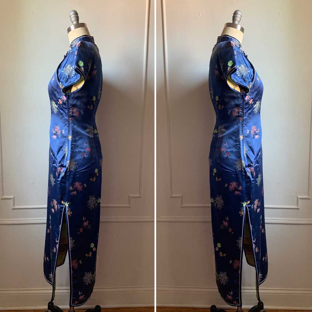 Vintage Silk Blue Mandarin Collar Dress - image 3