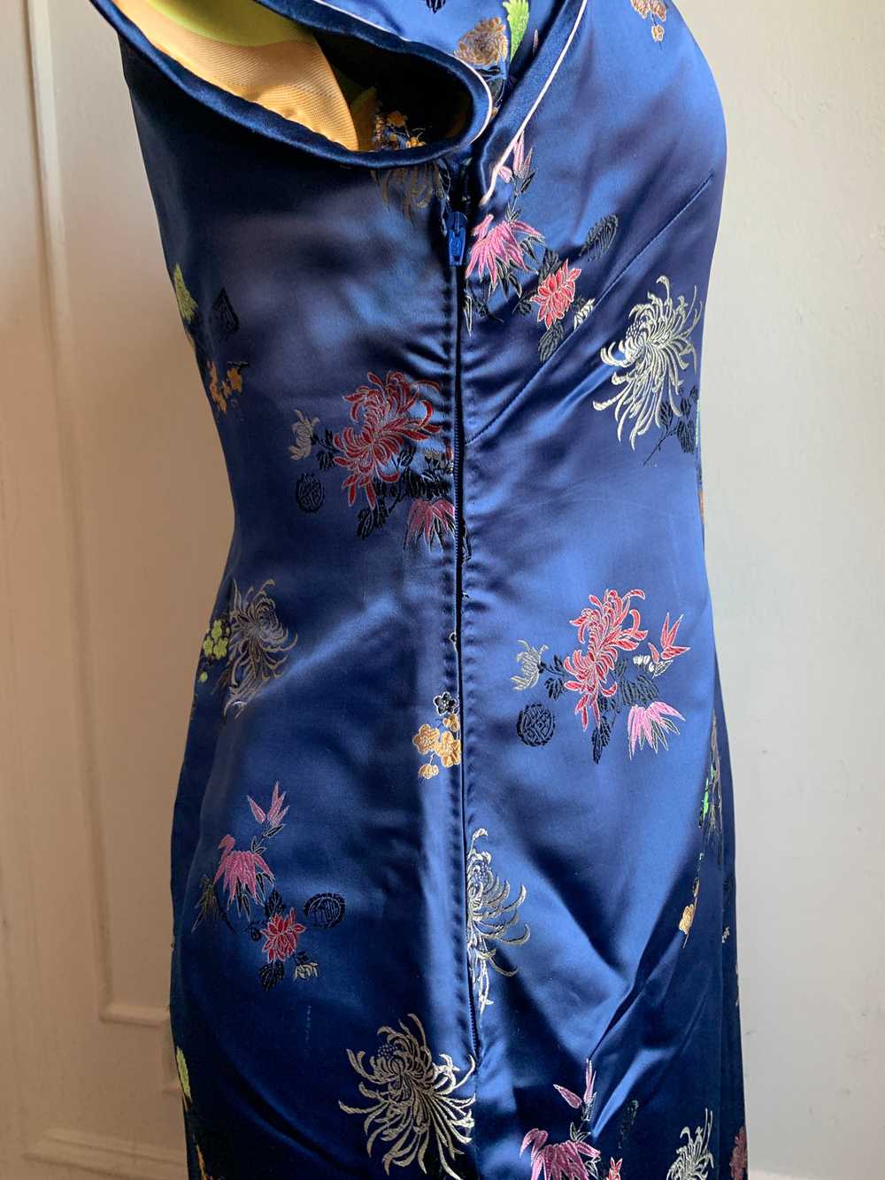 Vintage Silk Blue Mandarin Collar Dress - image 6