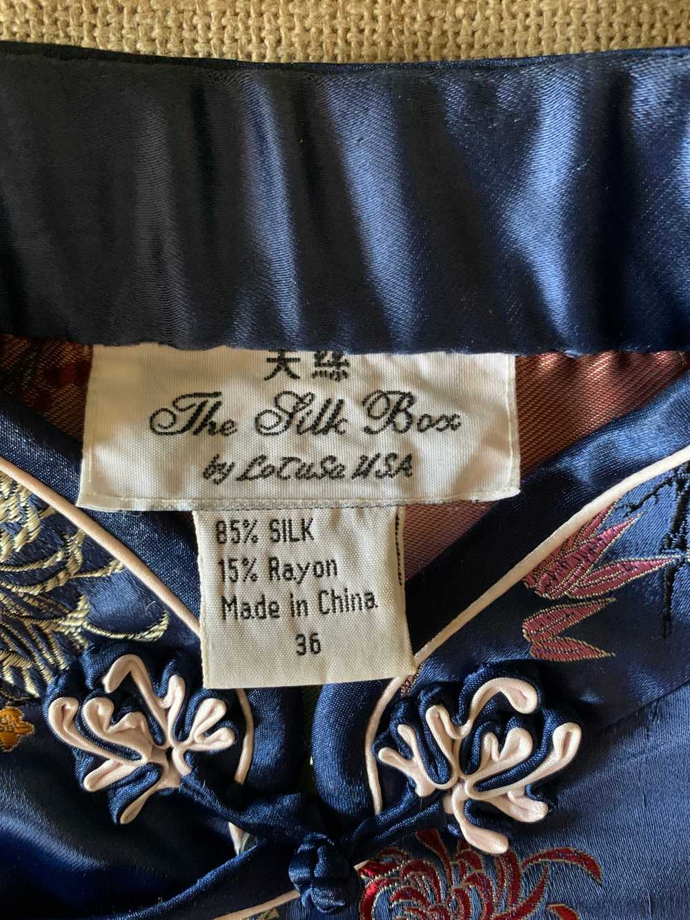 Vintage Silk Blue Mandarin Collar Dress - image 7