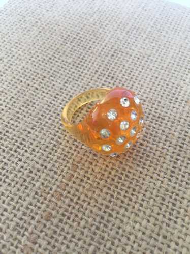 Lucite and Rhinestone Bubble Ring - image 1