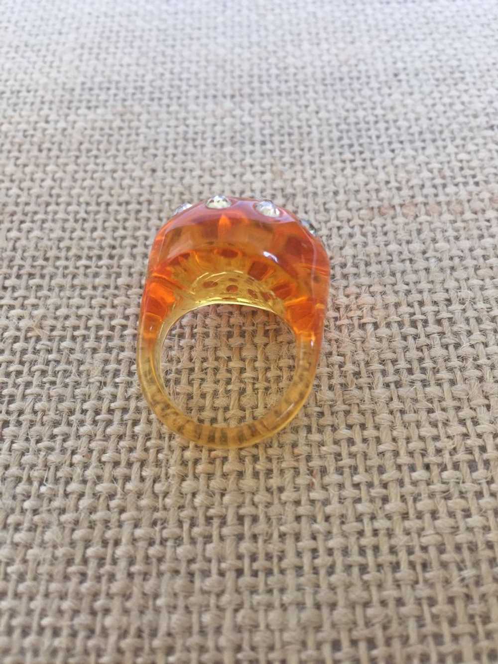 Lucite and Rhinestone Bubble Ring - image 2