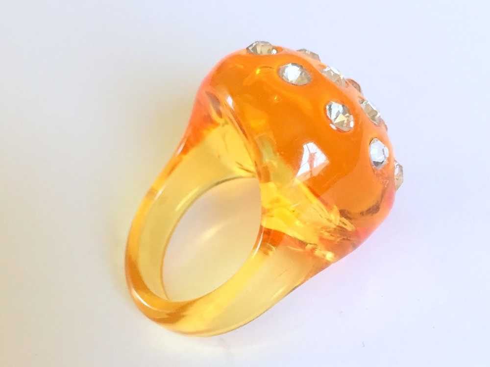 Lucite and Rhinestone Bubble Ring - image 4