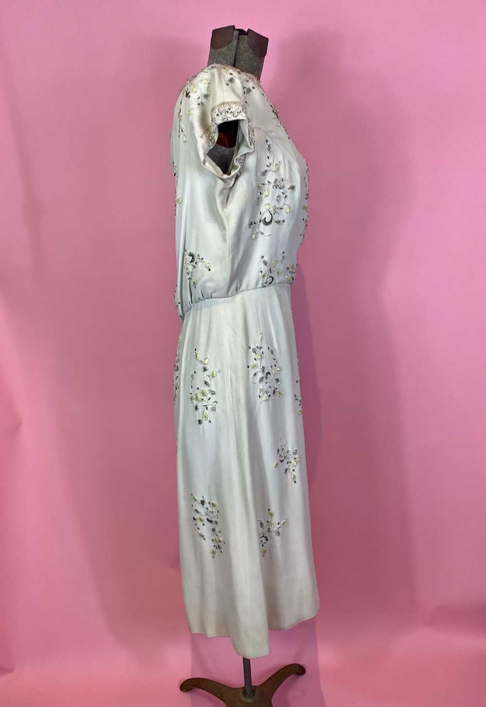 1950s Cream Silk Beaded Embroidered Dress - image 5