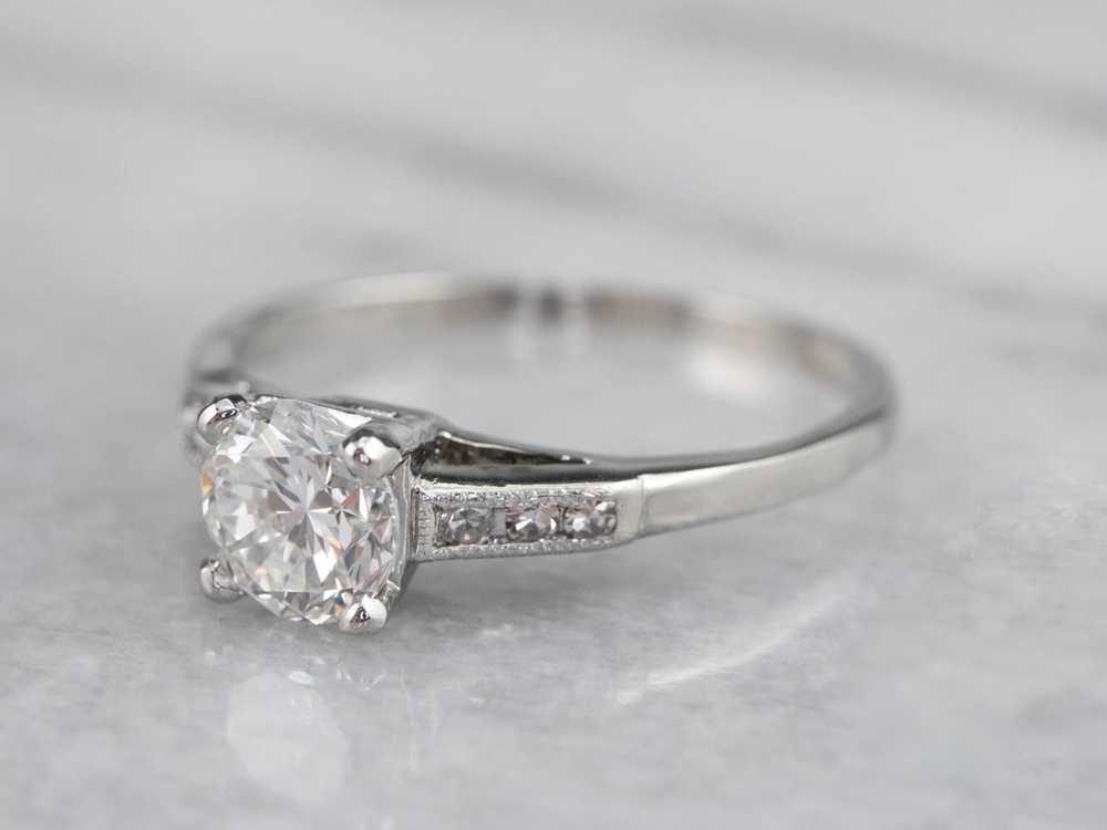 Platinum Retro Round Brilliant Diamond Engagement… - image 3