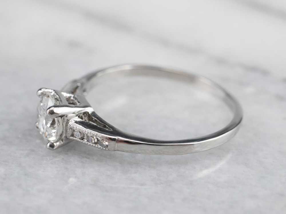 Platinum Retro Round Brilliant Diamond Engagement… - image 4