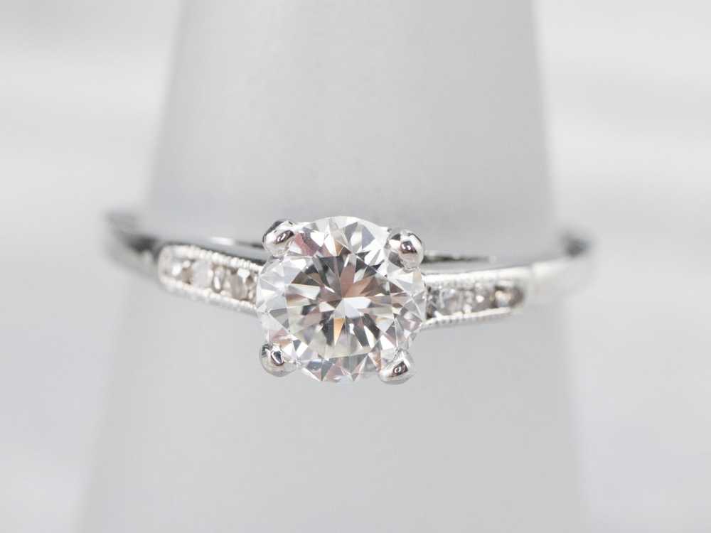 Platinum Retro Round Brilliant Diamond Engagement… - image 7