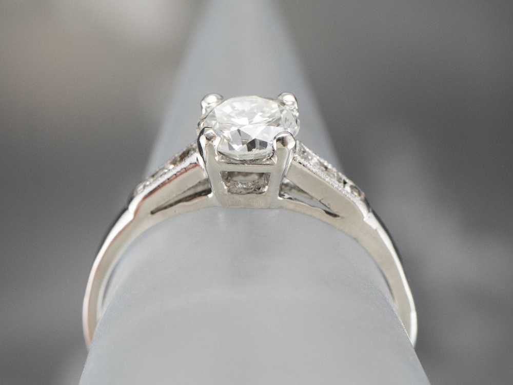 Platinum Retro Round Brilliant Diamond Engagement… - image 8