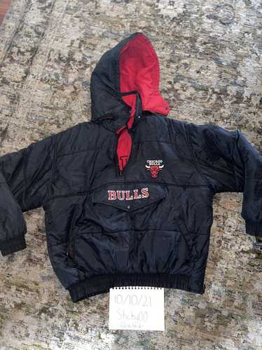 Vintage 90s Chicago Bulls NBA Pro Player XL Jacket Puffer W Hood Black Red