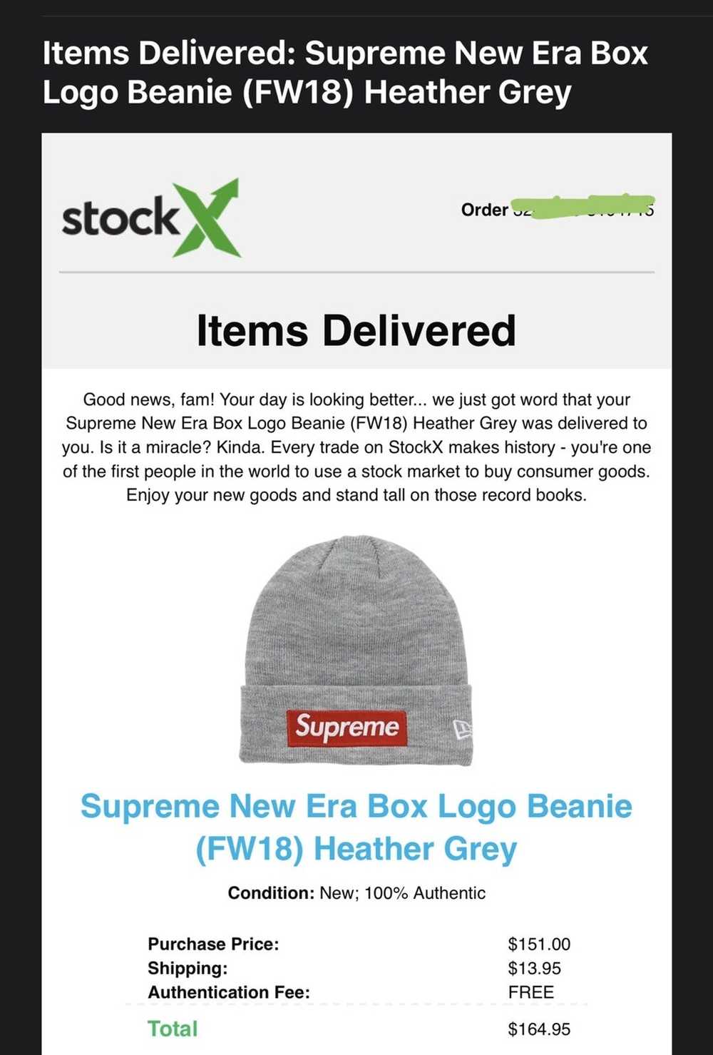 Supreme New Era Box Logo Beanie (FW18) Heather Grey