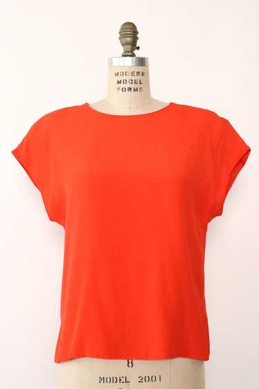 Tomato Red Silky Rayon Top M/L - image 1